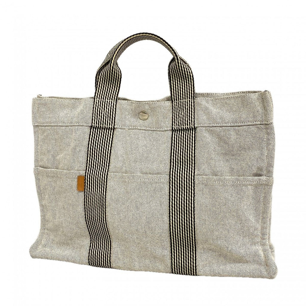 Hermes Tote New Fourre Tout Toile Ash Black Silver
