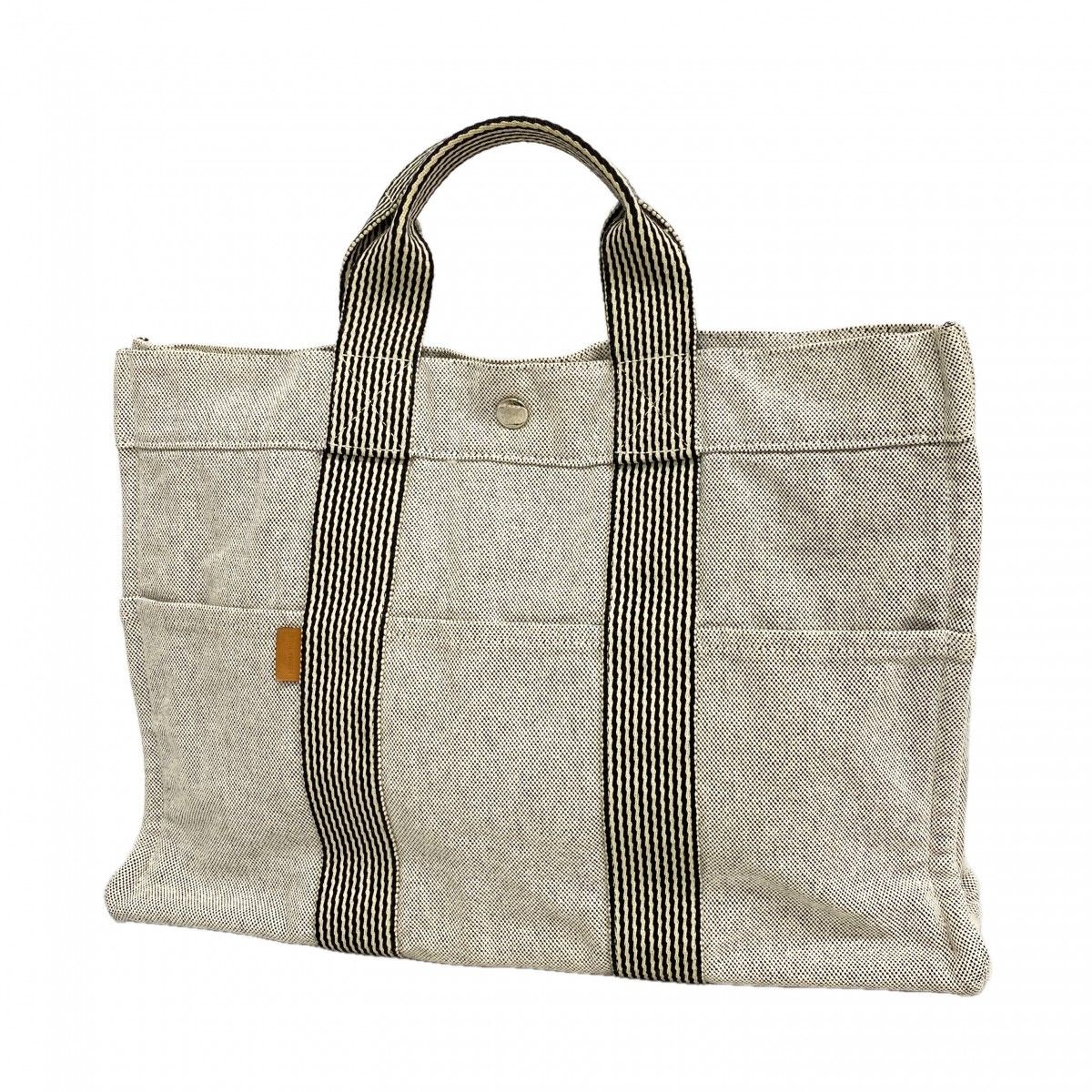 Hermes Tote New Fourre Tout Toile Ash Black Silver