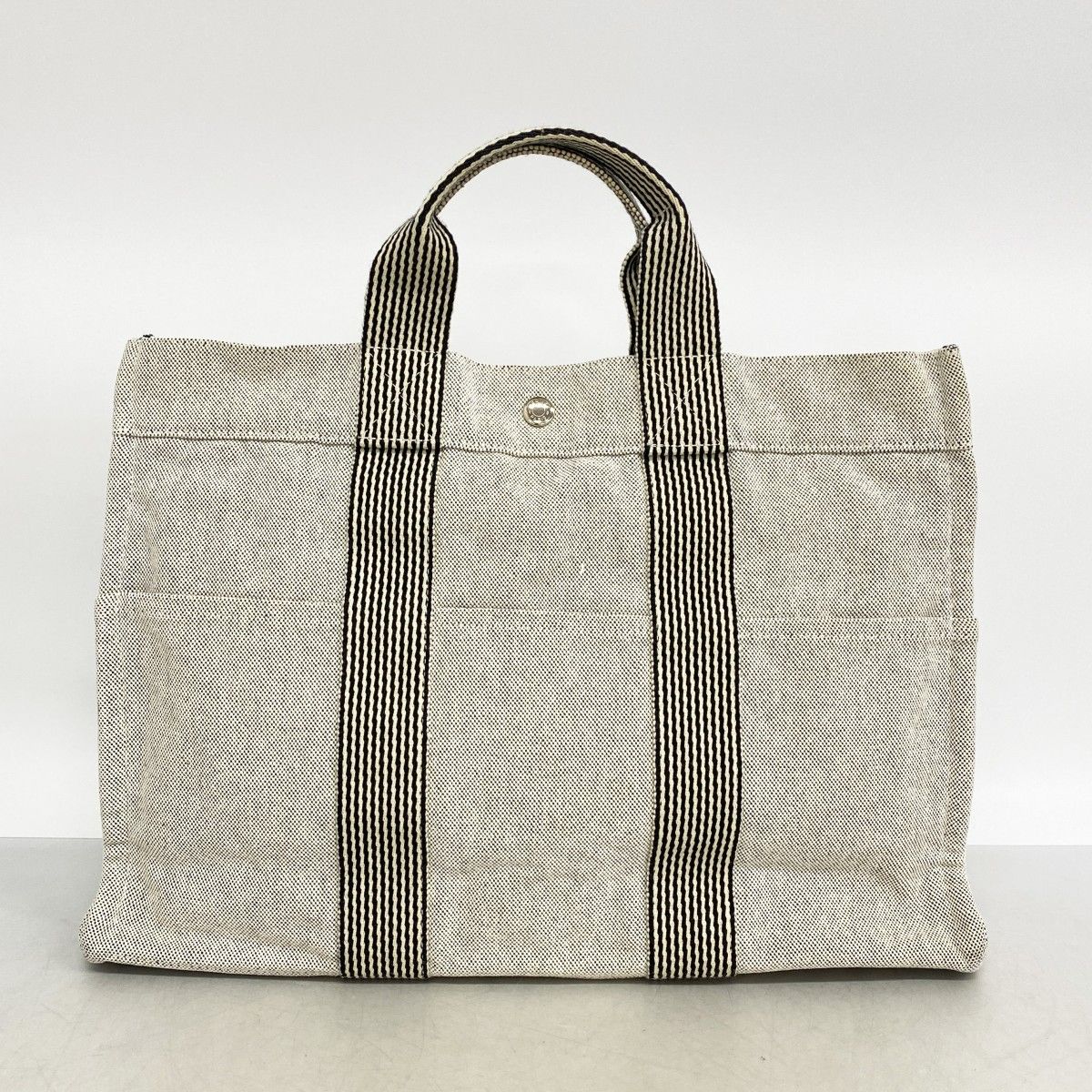 Hermes Tote New Fourre Tout Toile Ash Black Silver — view 9