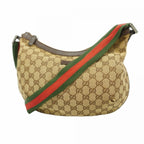 Gucci Shoulder Bag GG Canvas Sherry Line Brown Silver