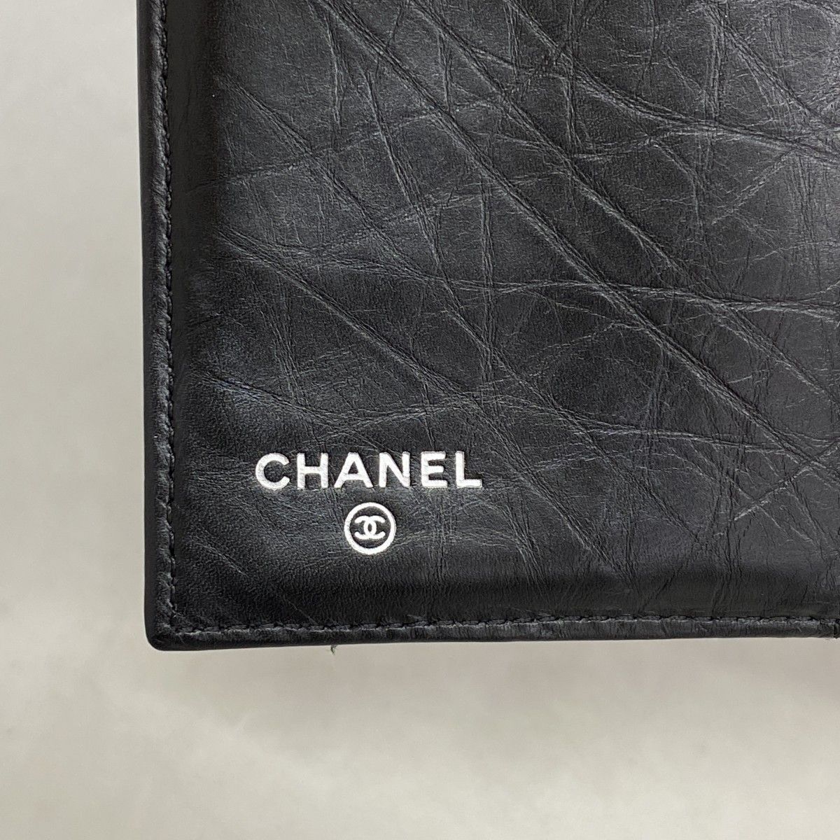 Chanel Trifold Wallet Quilted Icon Calfskin Black Silver — view 4