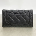 Chanel Trifold Wallet Quilted Icon Calfskin Black Silver — view 7