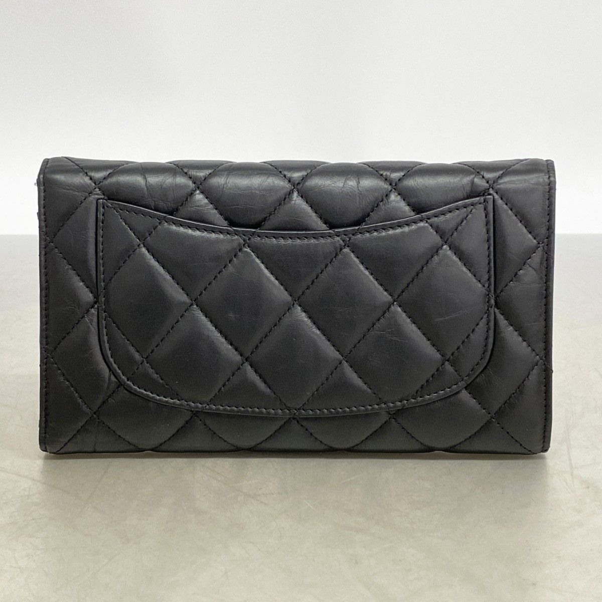Chanel Trifold Wallet Quilted Icon Calfskin Black Silver — view 7