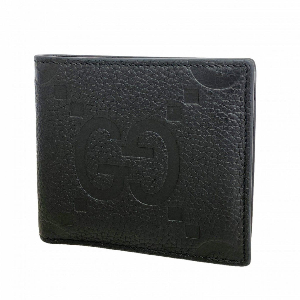Gucci Wallet Jumbo GG Leather Black Silver