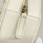 Chanel Shoulder Bag Quilted Caviar Leather White Gold — view 8