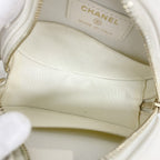 Chanel Shoulder Bag Quilted Caviar Leather White Gold — view 4