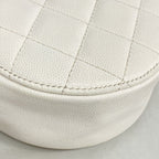 Chanel Shoulder Bag Quilted Caviar Leather White Gold — view 9