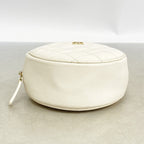 Chanel Shoulder Bag Quilted Caviar Leather White Gold — view 3