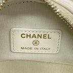 Chanel Shoulder Bag Quilted Caviar Leather White Gold — view 5