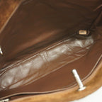 Chanel Chain Tote Quilted Suede Brown Silver — view 4