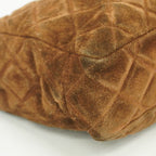 Chanel Chain Tote Quilted Suede Brown Silver — view 6