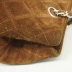 Chanel Chain Tote Quilted Suede Brown Silver — view 7