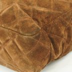 Chanel Chain Tote Quilted Suede Brown Silver — view 8