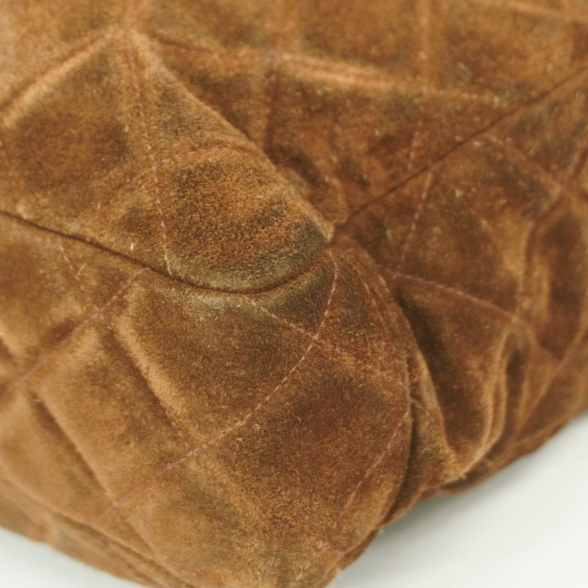 Chanel Chain Tote Quilted Suede Brown Silver — view 8