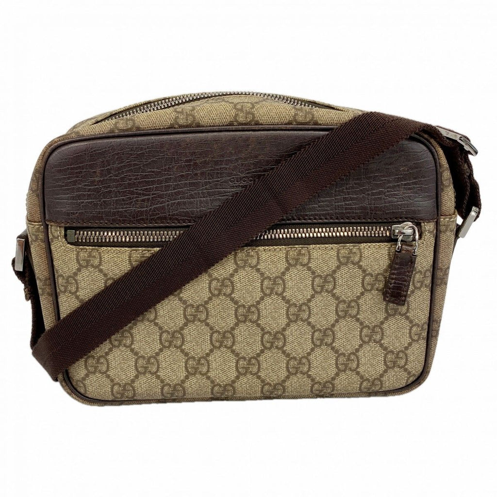 Gucci Shoulder Bag GG Supreme Beige Brown Silver