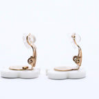 Chanel CC Logo Earrings 02 Flower Motif Camellia White Black Resin — view 7