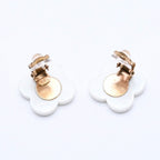 Chanel CC Logo Earrings 02 Flower Motif Camellia White Black Resin — view 6