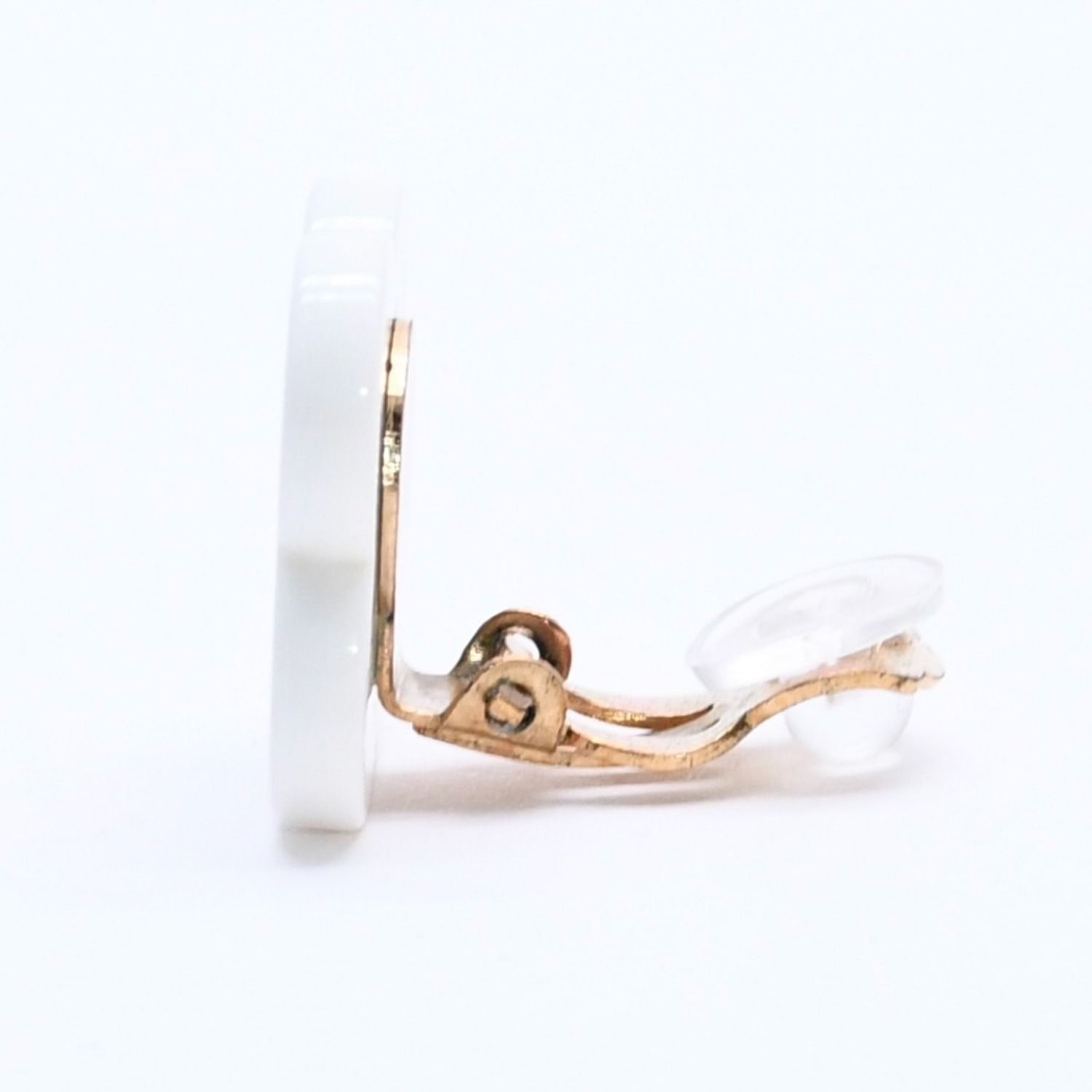 Chanel CC Logo Earrings 02 Flower Motif Camellia White Black Resin — view 3