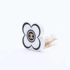 Chanel CC Logo Earrings 02 Flower Motif Camellia White Black Resin — view 2