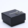 Chanel CC Logo Earrings 18 Metal Rhinestone Silver Black Clear