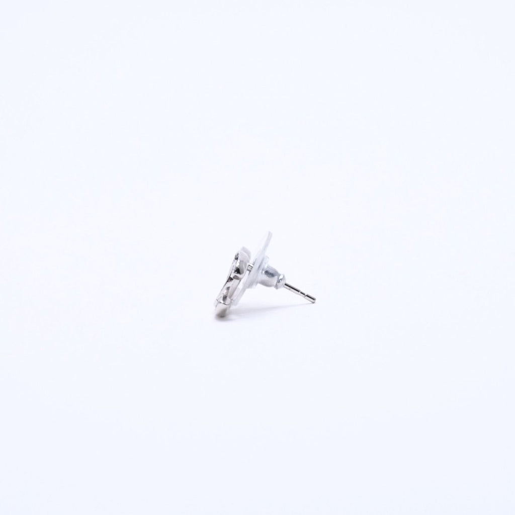 Chanel CC Logo Earrings 18 Metal Rhinestone Silver Black Clear — view 5