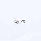 Chanel CC Logo Earrings 18 Metal Rhinestone Silver Black Clear — view 7
