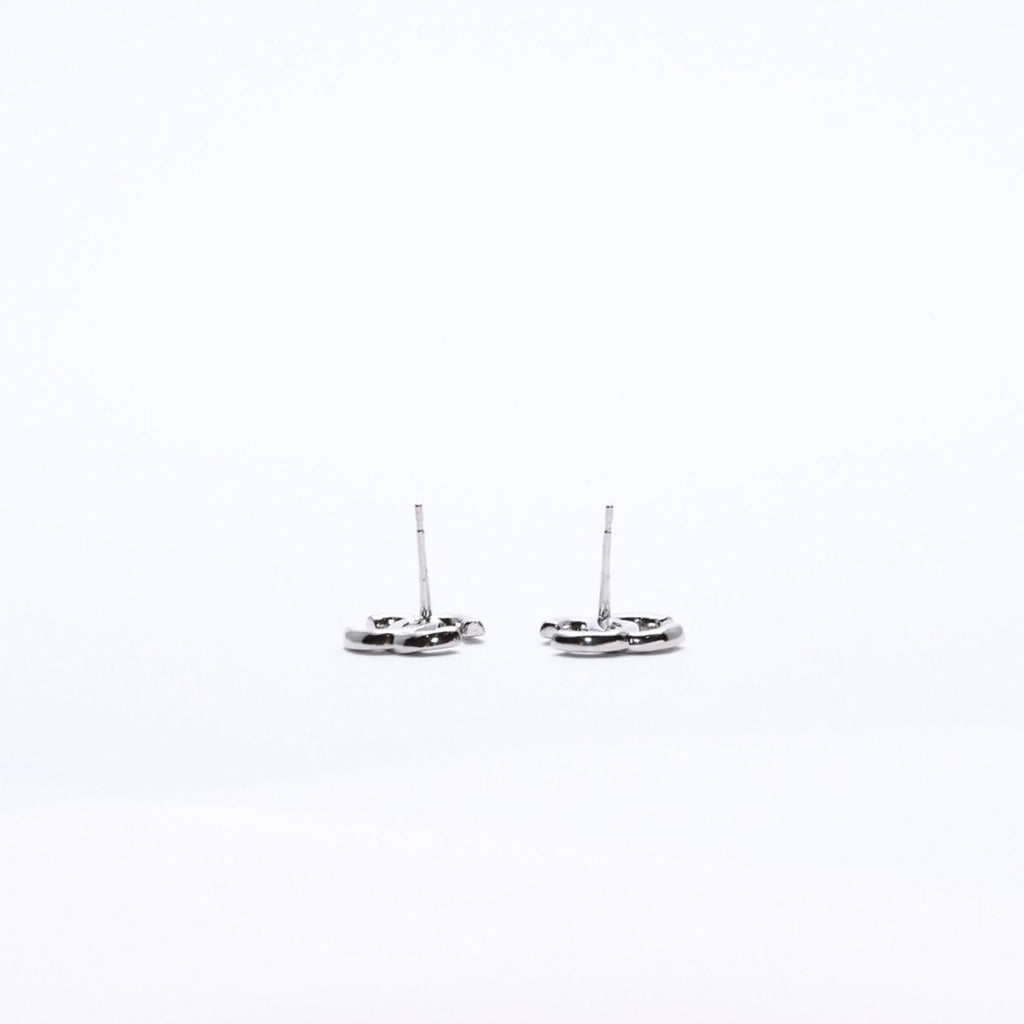 Chanel CC Logo Earrings 18 Metal Rhinestone Silver Black Clear — view 8