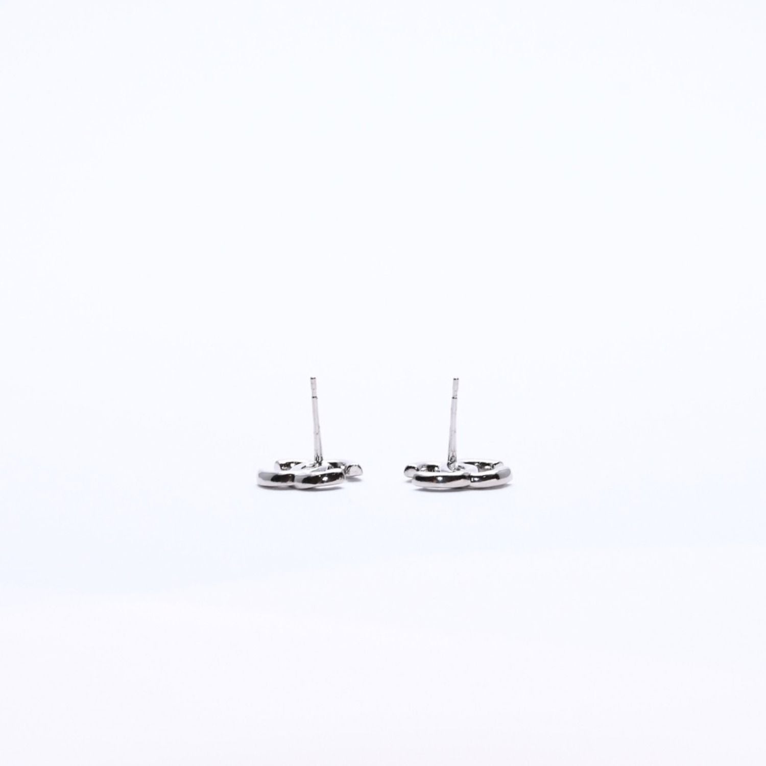 Chanel CC Logo Earrings 18 Metal Rhinestone Silver Black Clear — view 8