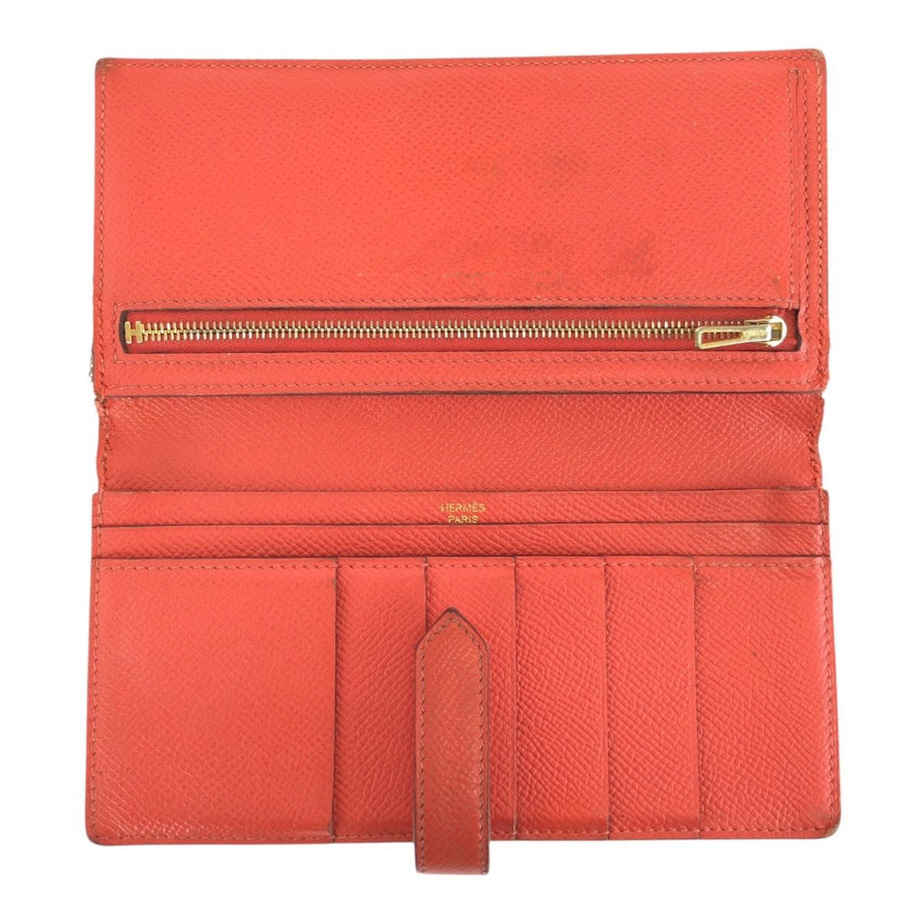 Hermes Bearn Souffle Orange Field Gold Veau Epsom Wallet — view 8