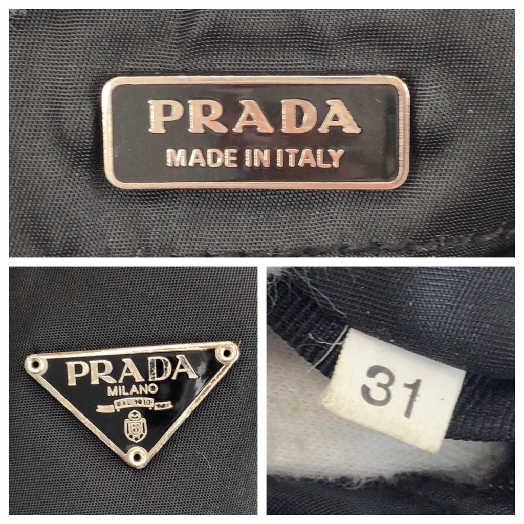 Prada Tessuto Black Silver Nylon Leather Handbag — view 4