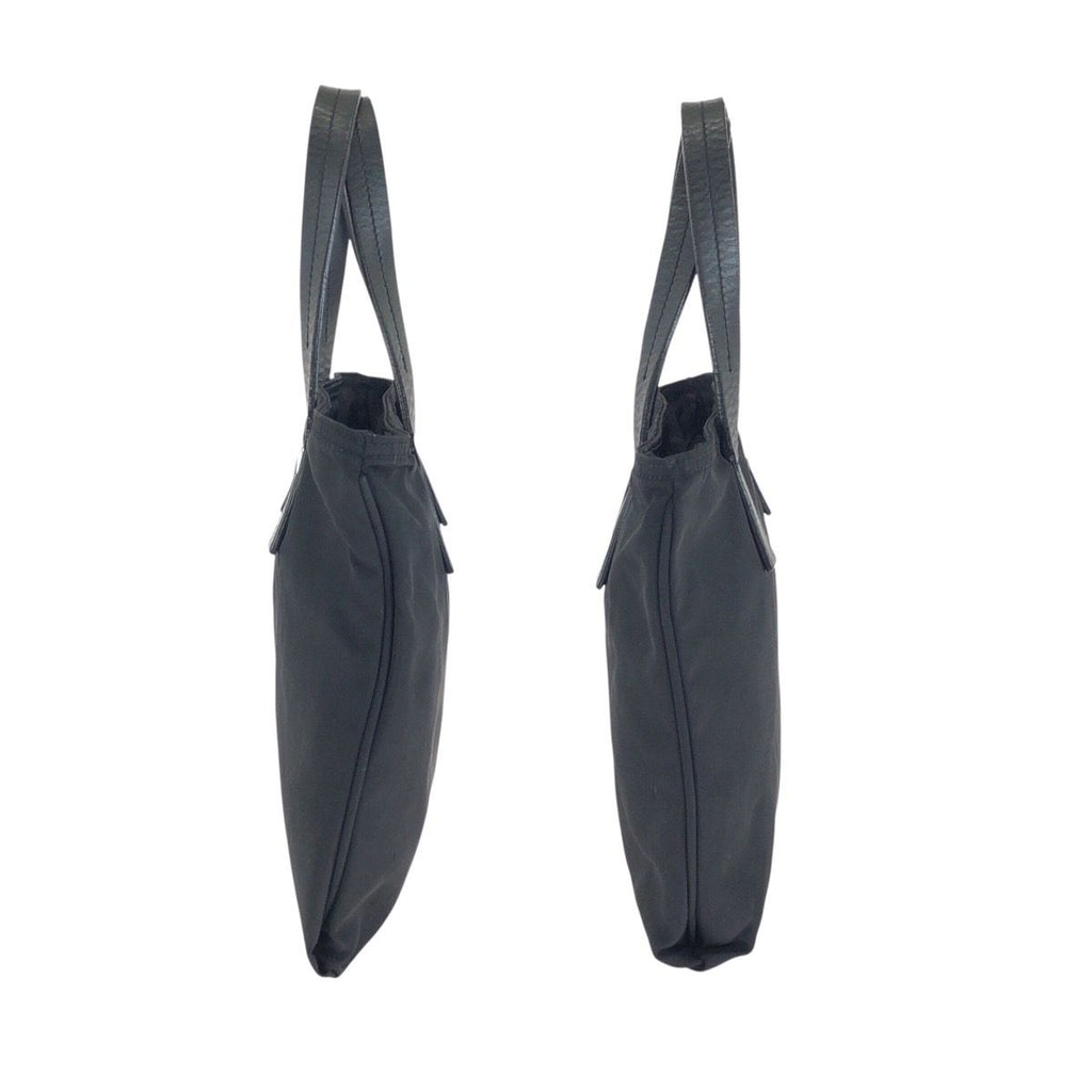 Prada Tessuto Black Silver Nylon Leather Handbag — view 8