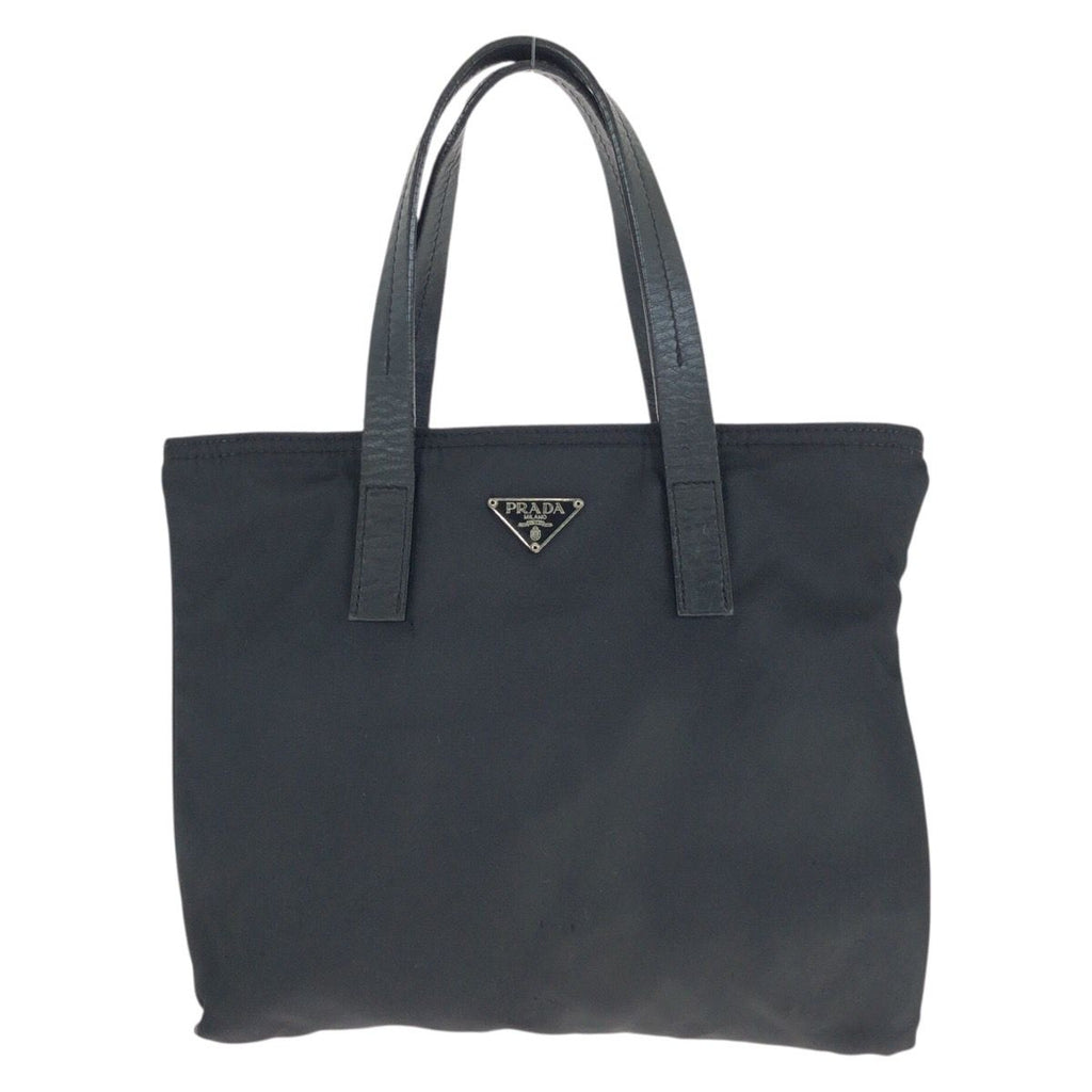 Prada Tessuto Black Silver Nylon Leather Handbag