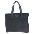 Prada Tessuto Black Silver Nylon Leather Handbag