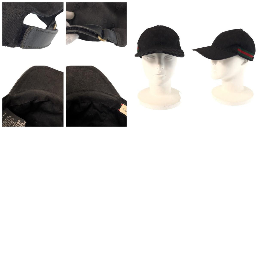Gucci Sherry Line GG Pattern Black Green Red Polyester Nylon Cap — view 9