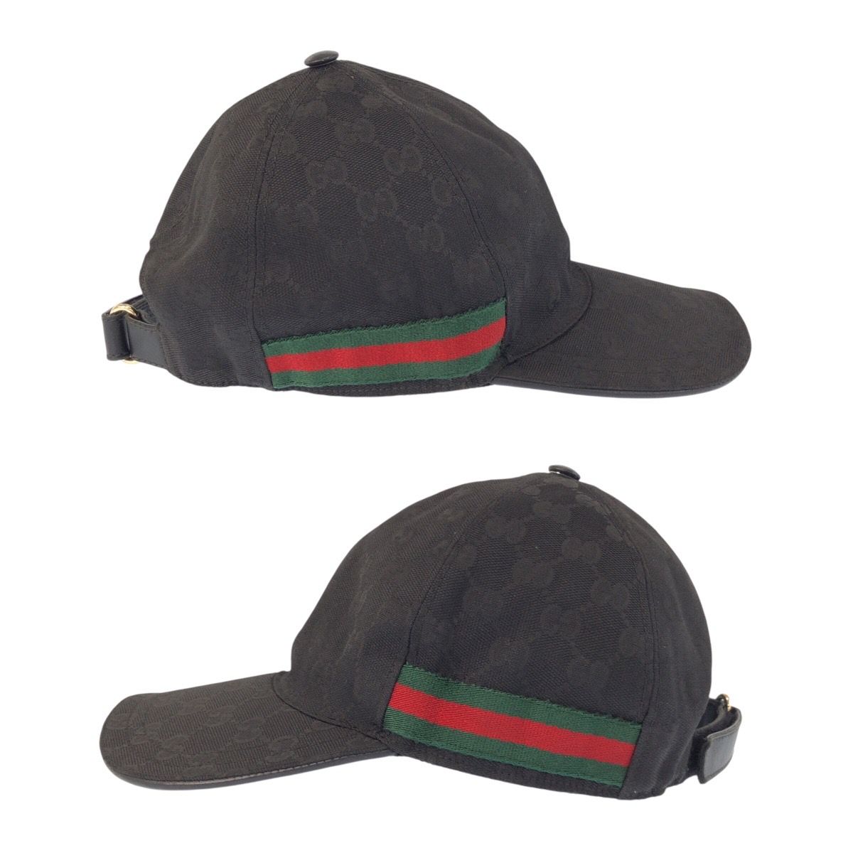 Gucci Sherry Line GG Pattern Black Green Red Polyester Nylon Cap — view 6