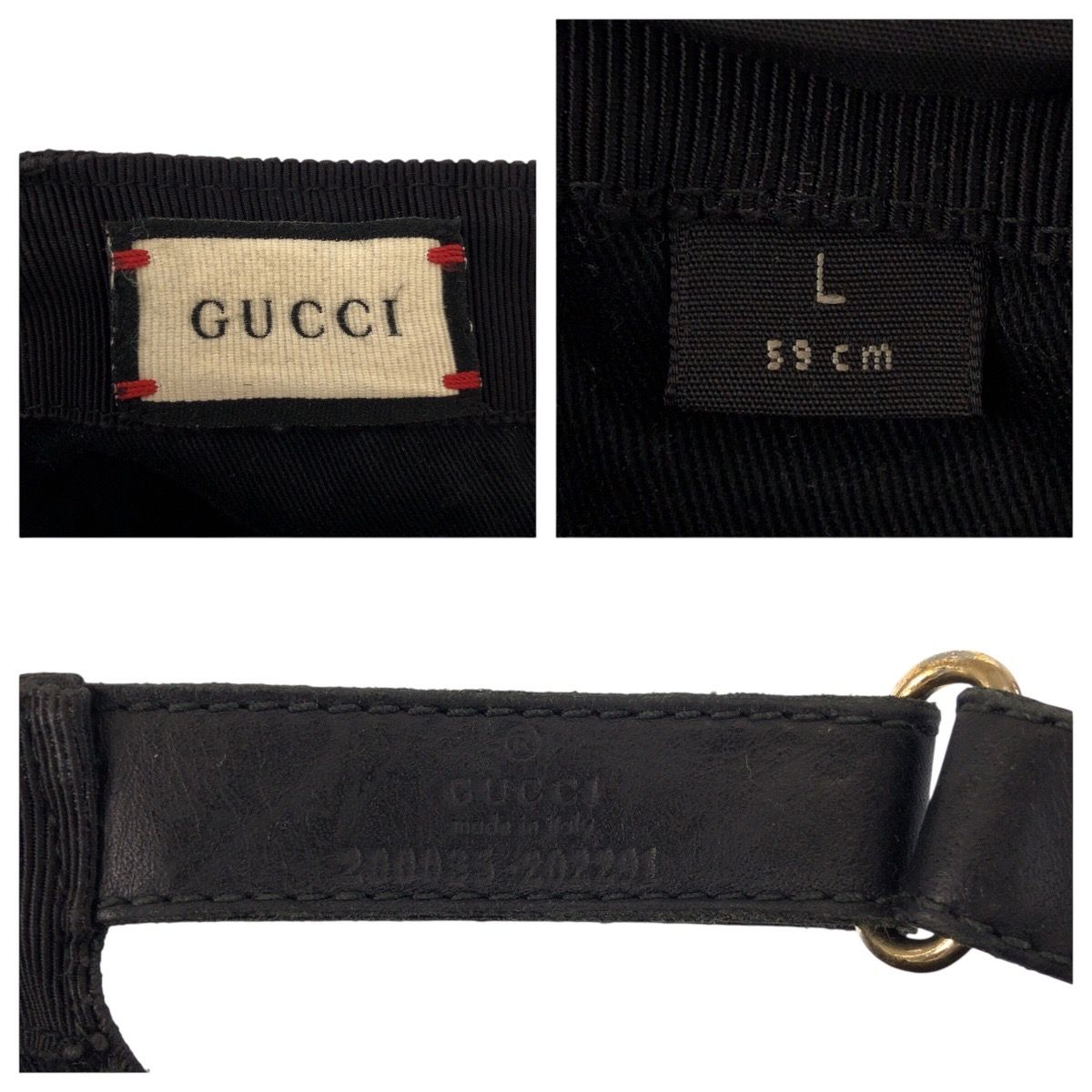 Gucci Sherry Line GG Pattern Black Green Red Polyester Nylon Cap — view 7