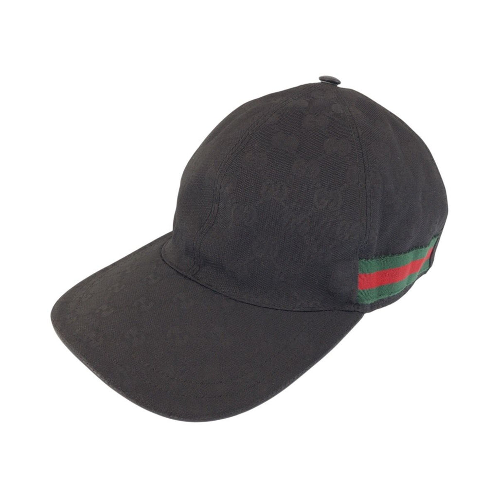 Gucci Sherry Line GG Pattern Black Green Red Polyester Nylon Cap