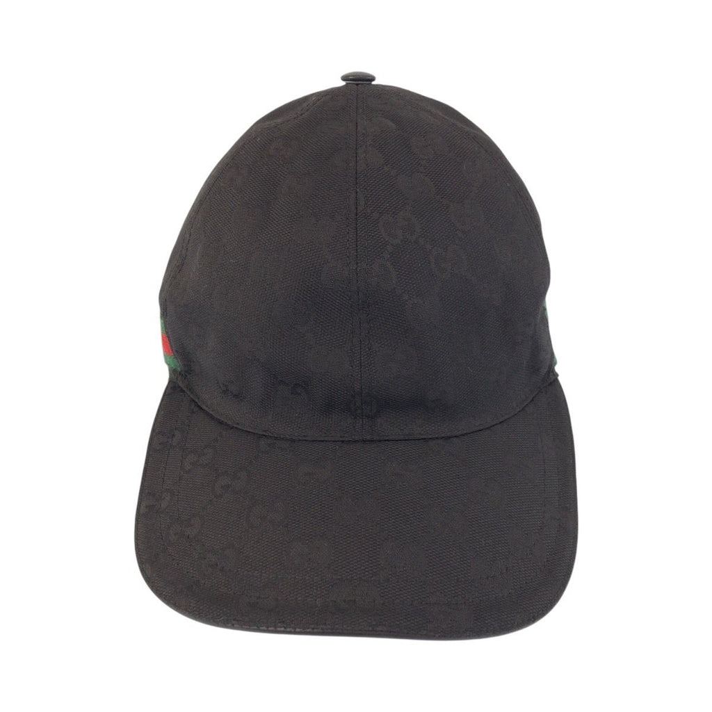 Gucci Sherry Line GG Pattern Black Green Red Polyester Nylon Cap — view 2