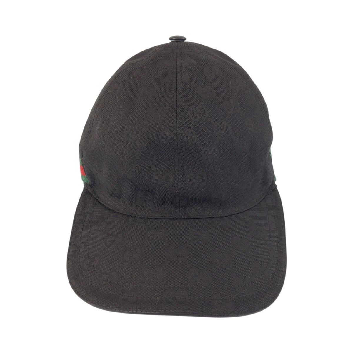 Gucci Sherry Line GG Pattern Black Green Red Polyester Nylon Cap — view 2