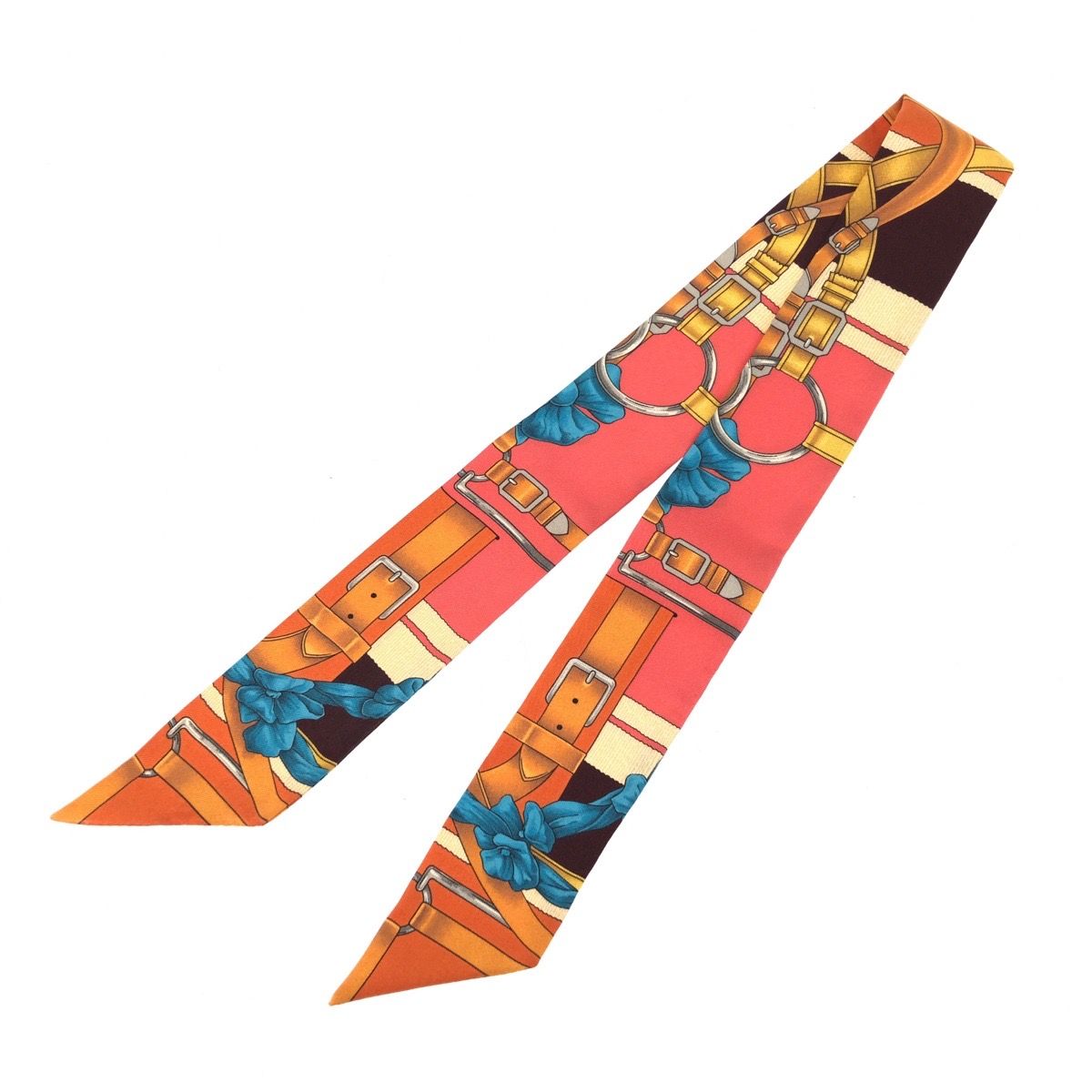 Hermes Tsuiri Grand Manege Great Training Technique Pink Multicolor Silk Scarf