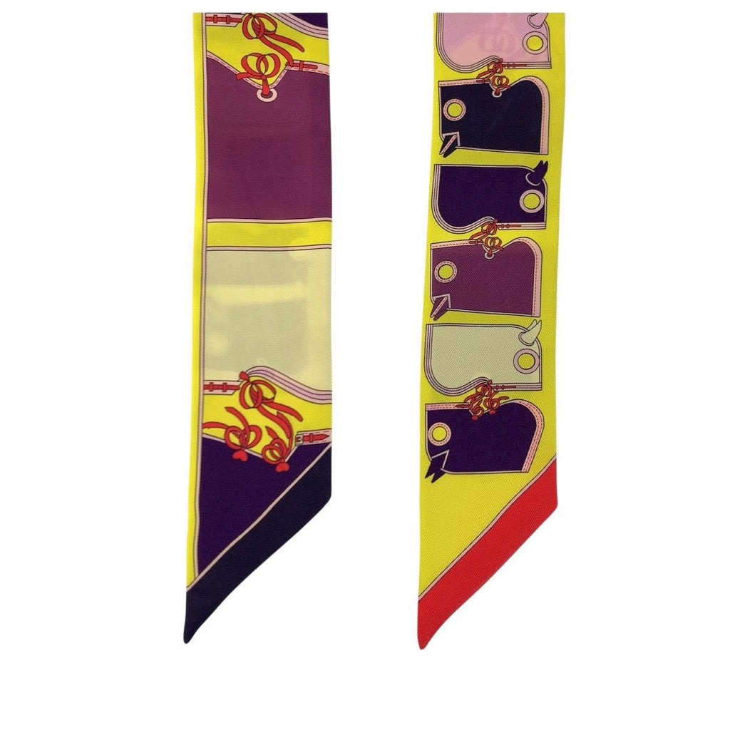 Hermes Twilly Camails Yellow Multicolor Silk Scarf Ribbon — view 4