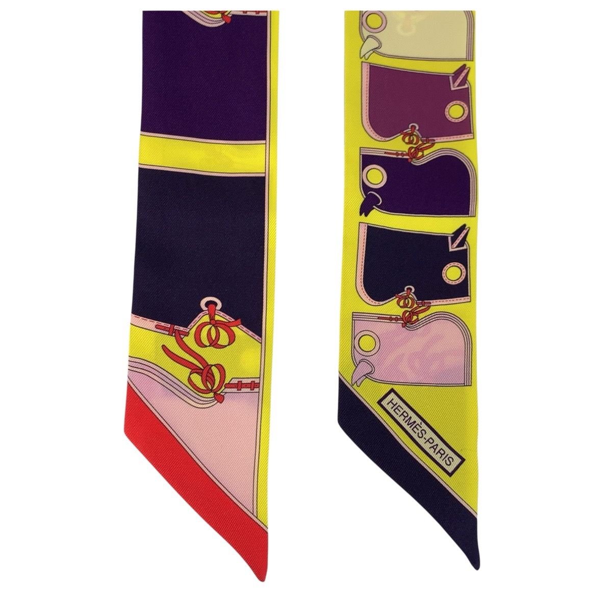 Hermes Twilly Camails Yellow Multicolor Silk Scarf Ribbon — view 3