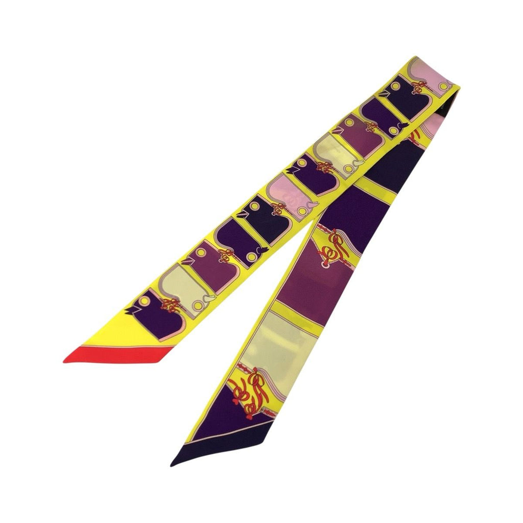 Hermes Twilly Camails Yellow Multicolor Silk Scarf Ribbon — view 2