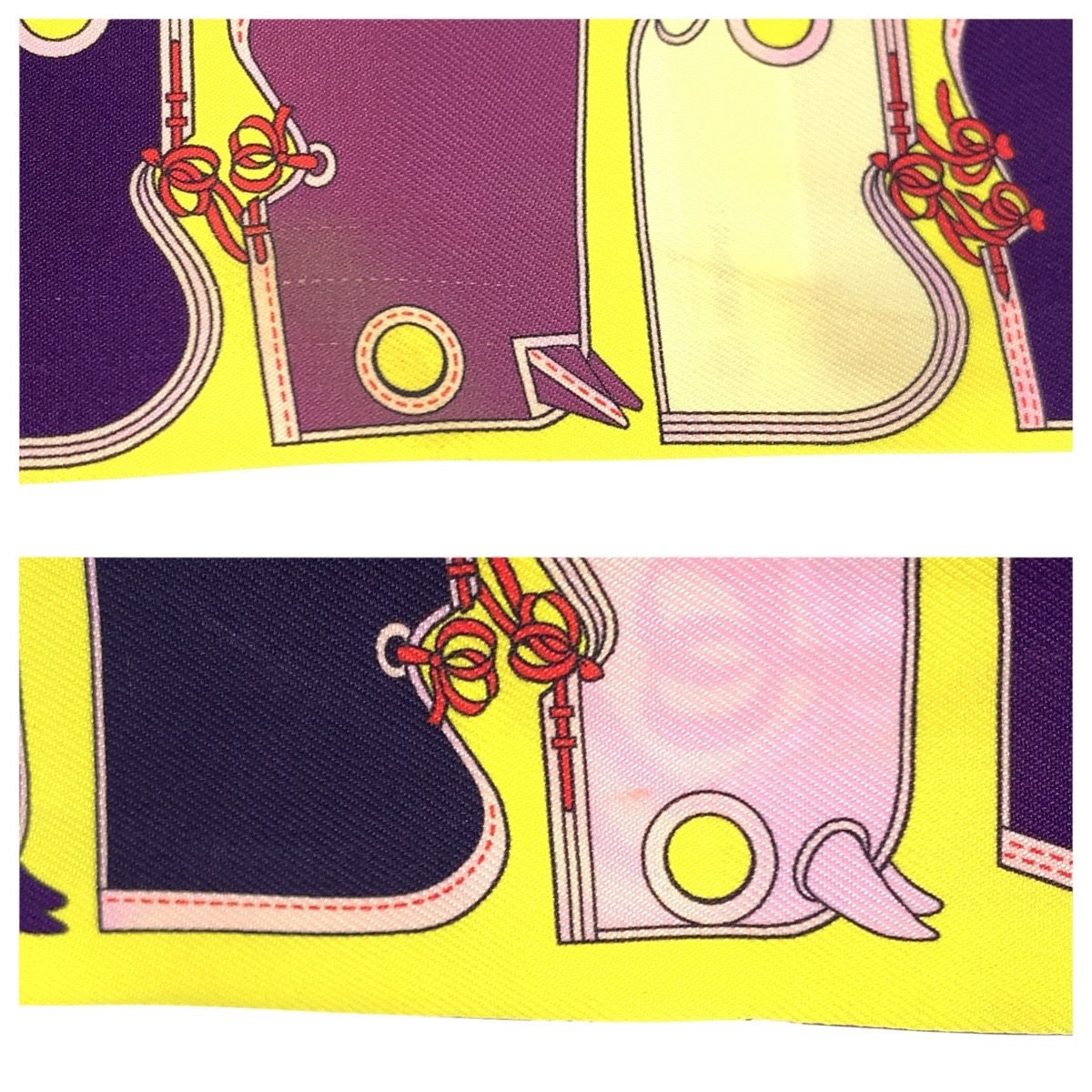 Hermes Twilly Camails Yellow Multicolor Silk Scarf Ribbon — view 6