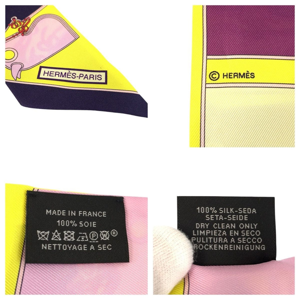 Hermes Twilly Camails Yellow Multicolor Silk Scarf Ribbon — view 8