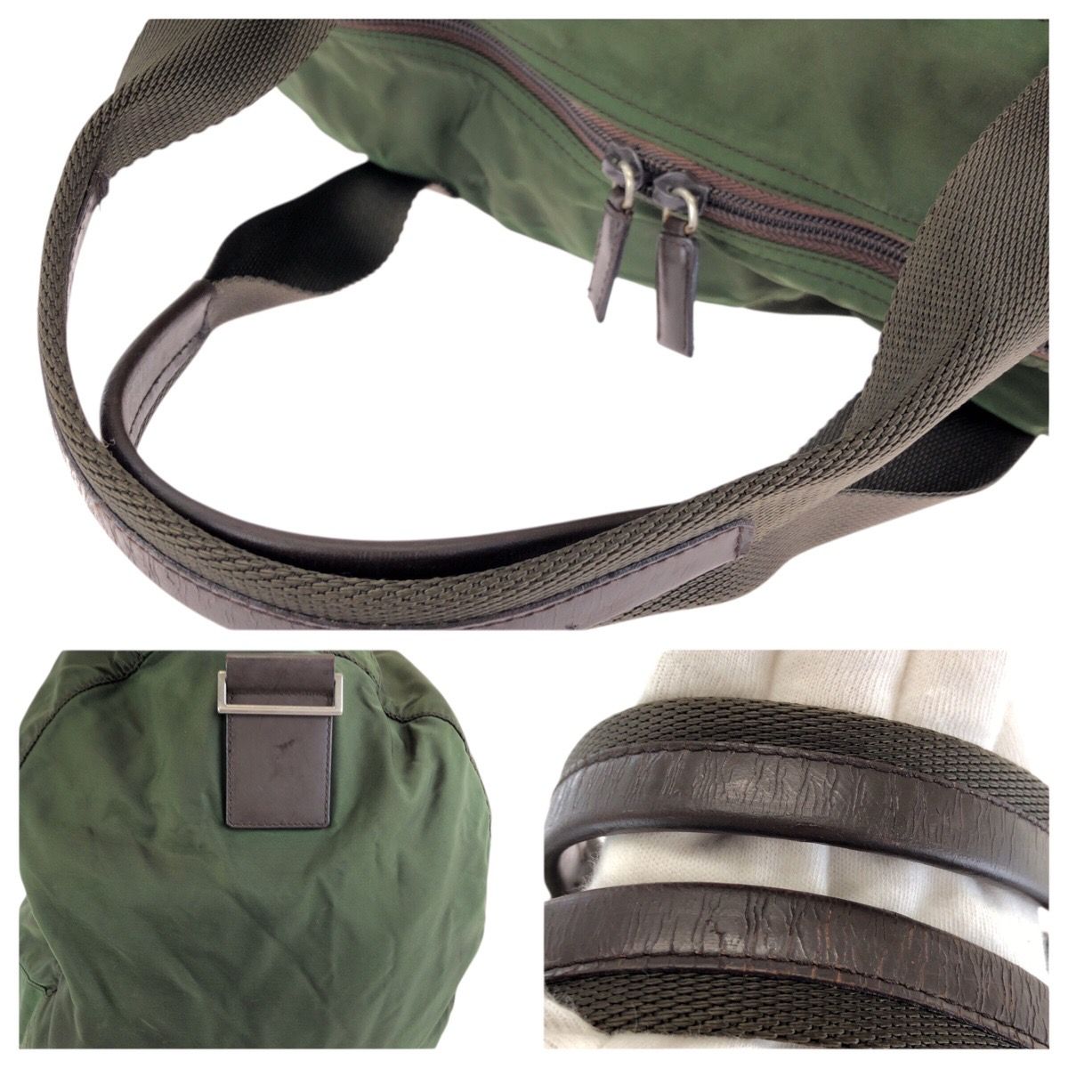 Prada Tessuto Green Silver Nylon Boston — view 6