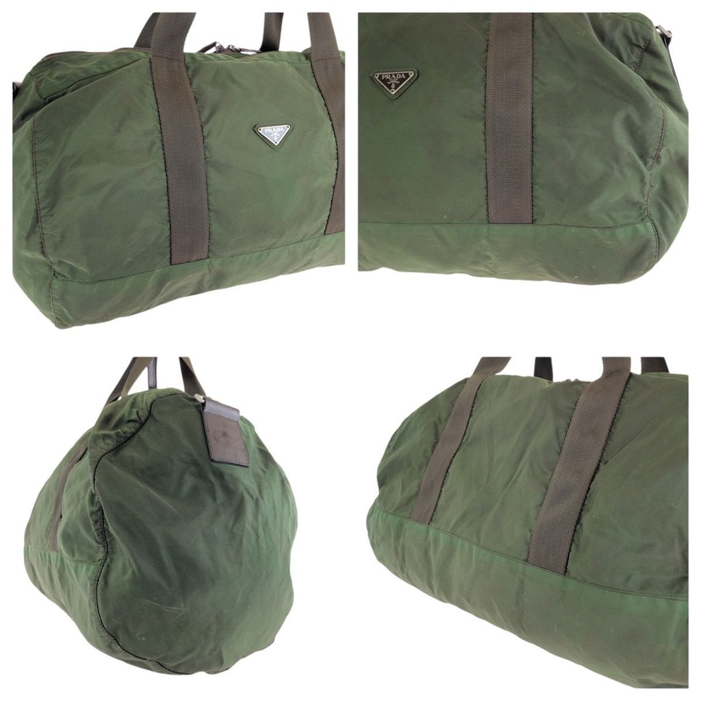 Prada Tessuto Green Silver Nylon Boston — view 5