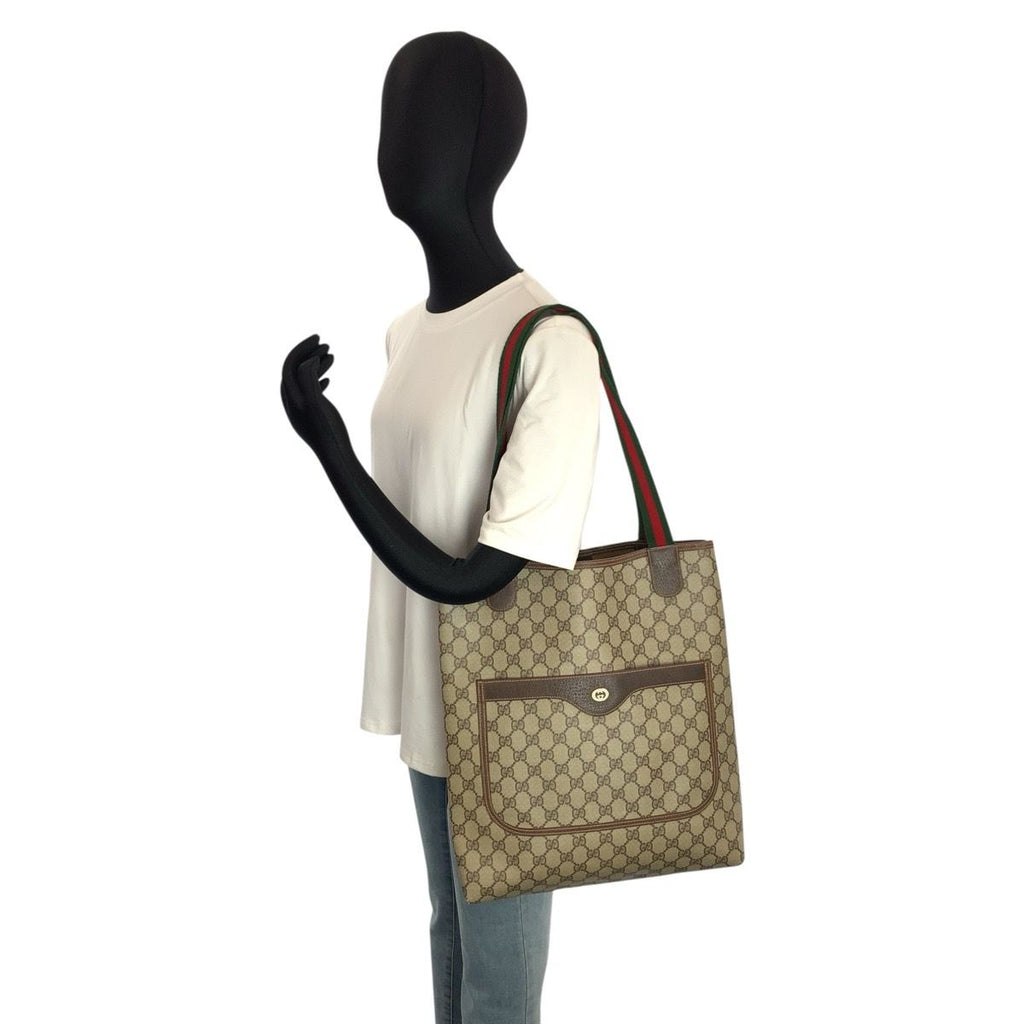 Gucci Vintage Sherry Line GG Supreme Canvas Tote Shoulder — view 6