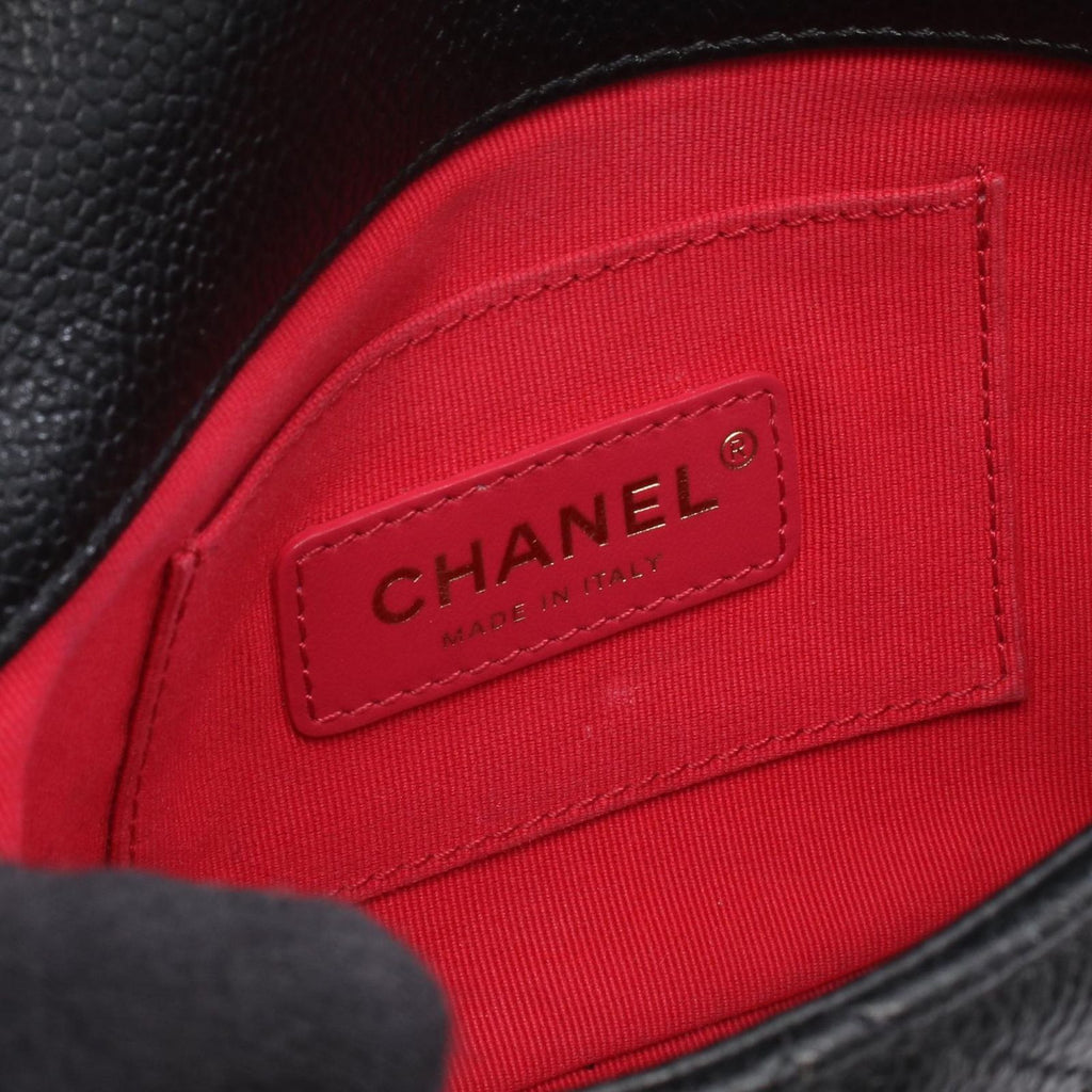 Chanel Shoulder Bag Mini Quilted Black Caviar Leather Chain — view 4