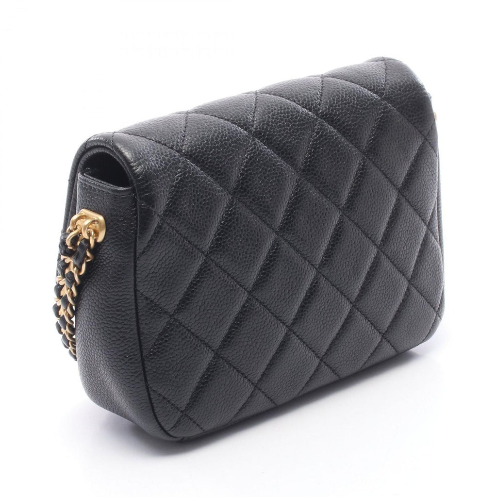 Chanel Shoulder Bag Mini Quilted Black Caviar Leather Chain — view 2